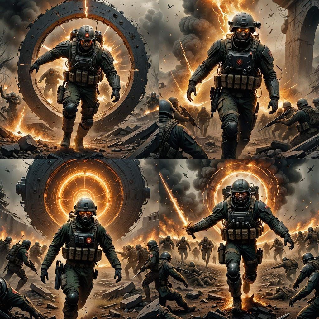 Soldier Reaching Through Dimensional Portal