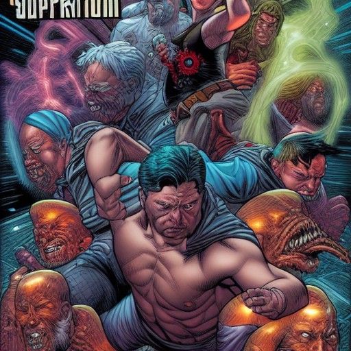 Regretful Superhero Amidst Destruction: Comic Book Art