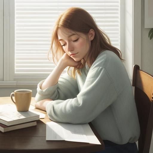 Weary Person in Watercolor Portrait with Soft Lighting