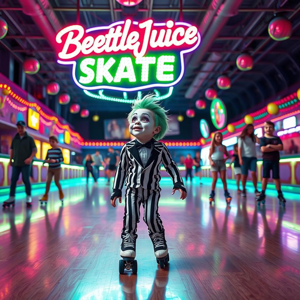 Beetlejuice Toddler on Retro Roller Rink