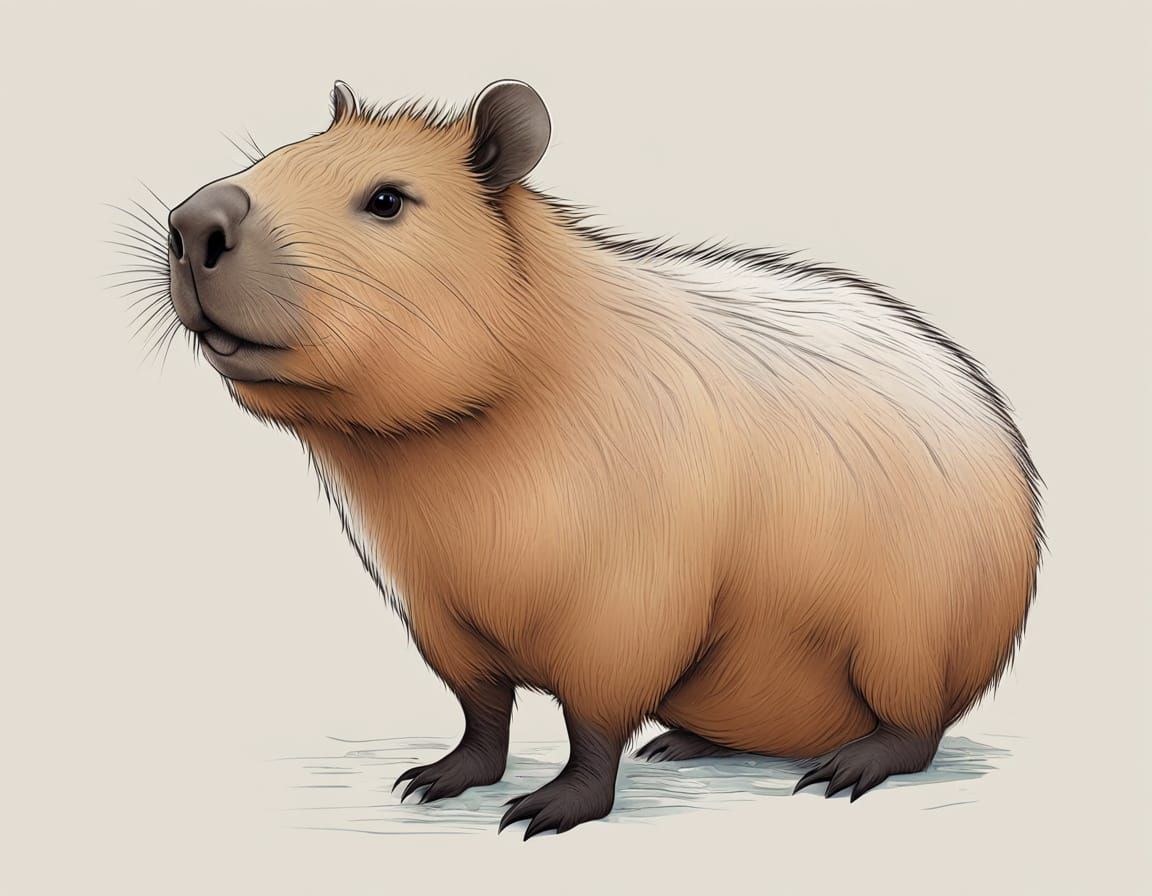Detailed Portrait of a Cute Capybara
