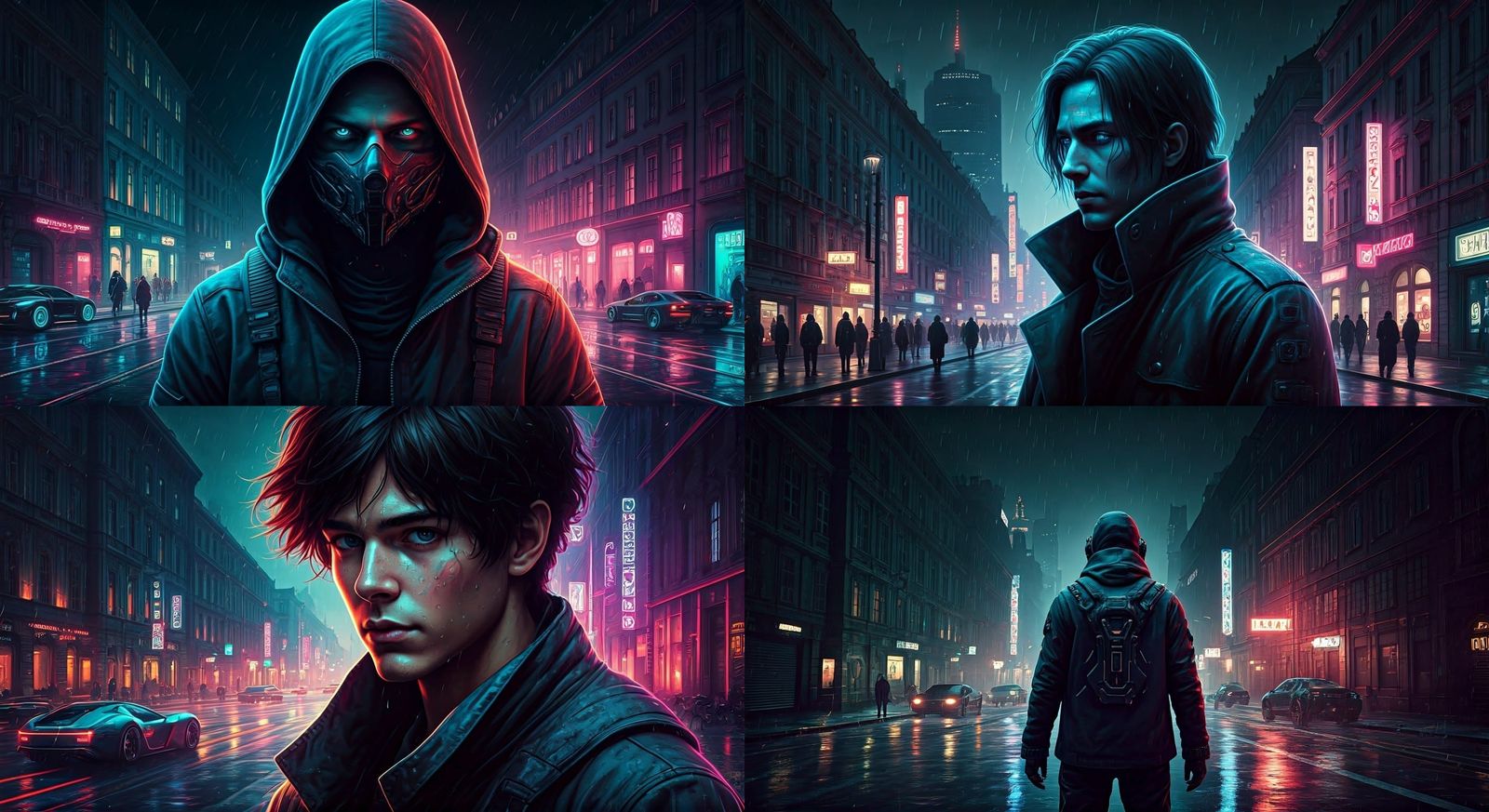 Cyberpunk Vienna Street Scene in Panoramic View