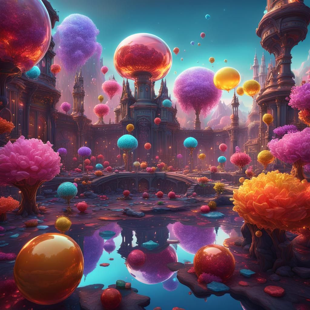 Fantastical Glass Candy World in Detailed Matte Painting