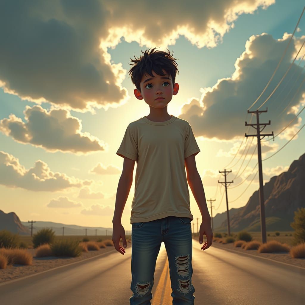 Boy on Lonely Road: Hope Amidst Adversity
