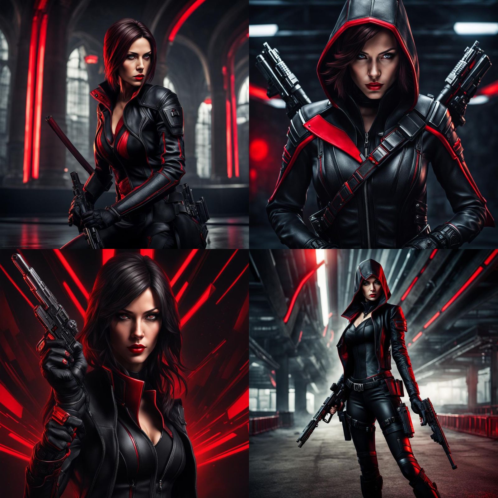 Hyperrealistic Female Assassin with Silenced Pistols