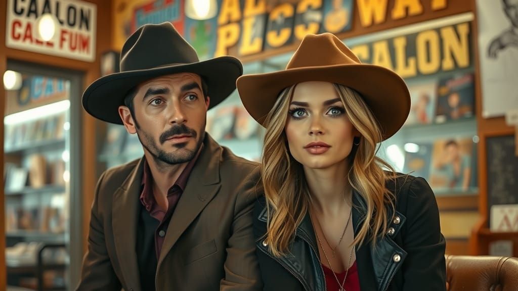 Handsome Italian Man and Blonde Woman in Western Comic Book ...