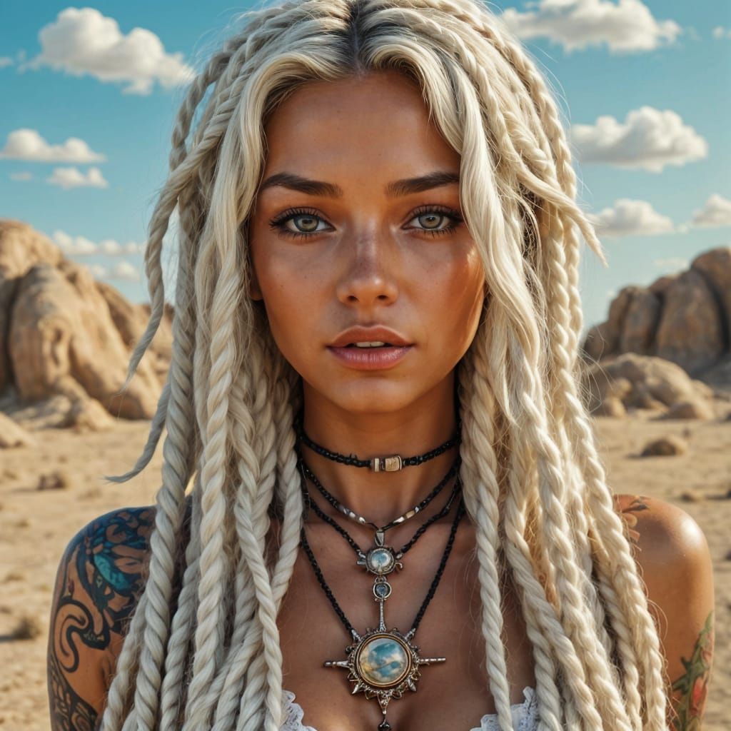 Cyberpunk Boho Goddess in Digital Surrealism