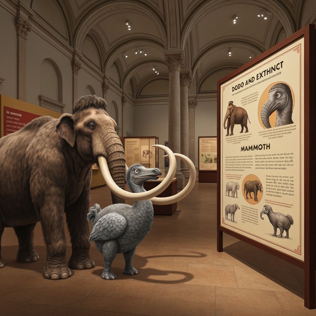 Mammoth and Dodo Contemplate Extinction in Museum