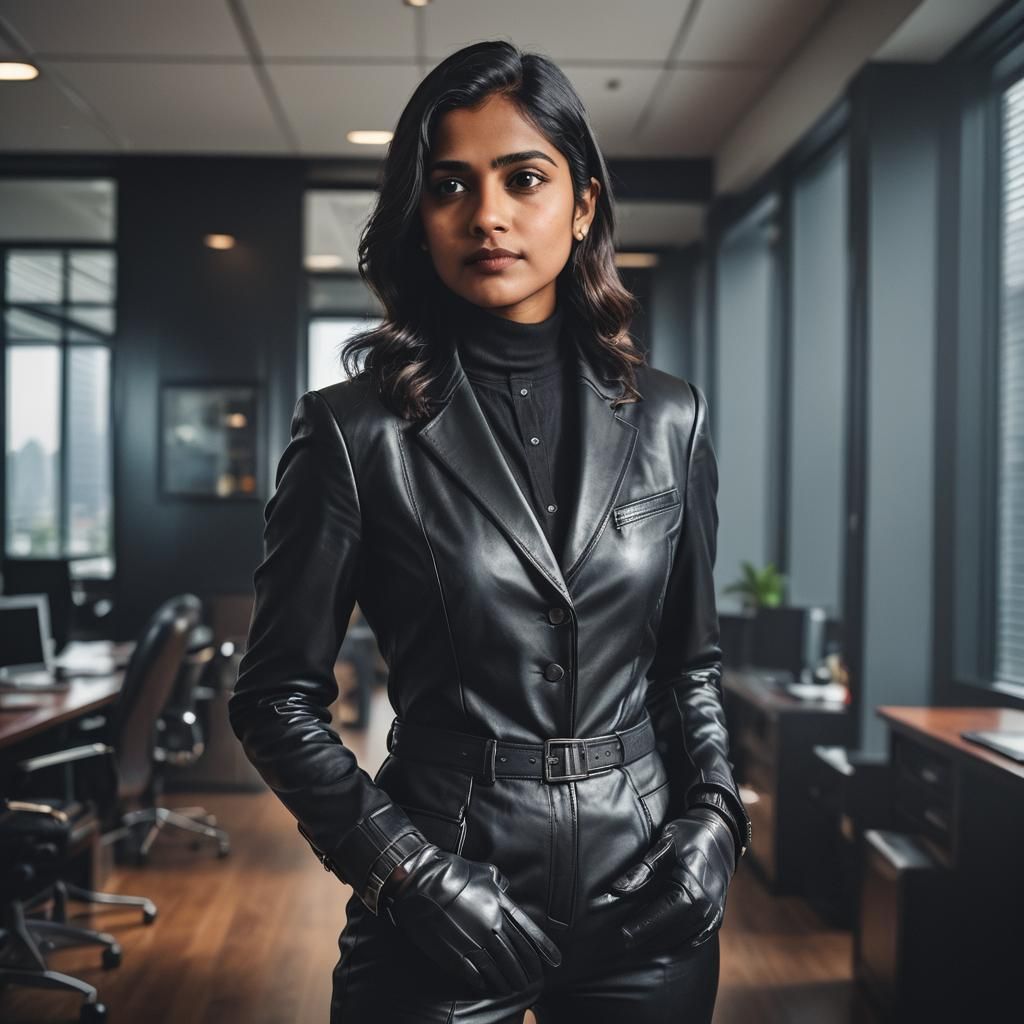 Corporate Portrait of Woman in Leather Suit
