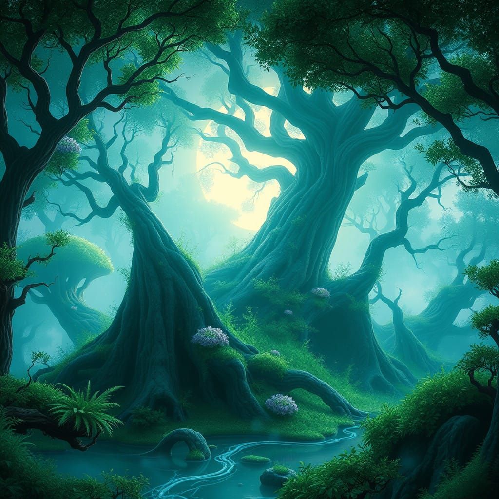 Vibrant Green Forest on a Majestic Blue Planet