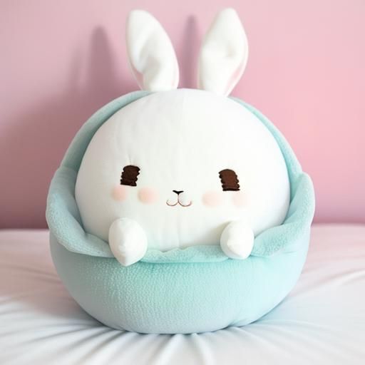 Cute Moon Rabbit Plushie in Girl's Bedroom