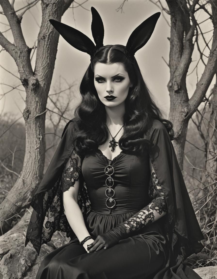 Goth Goddess in Bunny Yeager Style