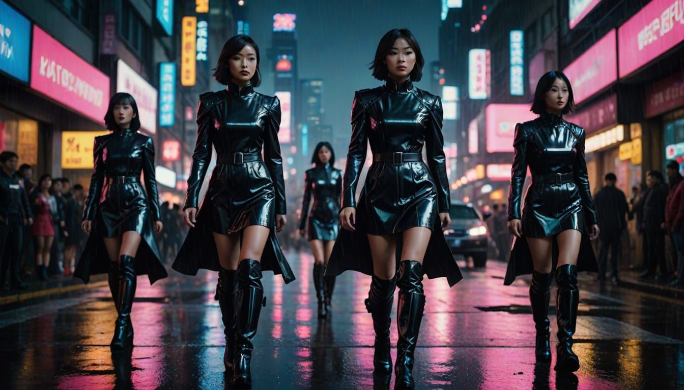 Cyberpunk Warriors in High-Tech Formation