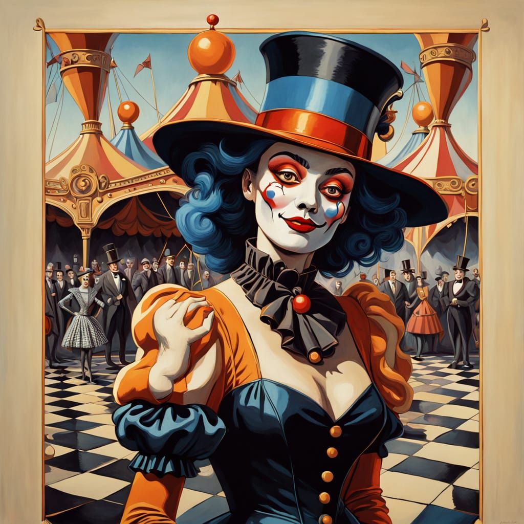 Surreal Circus Scene in Vibrant Oil Painting Style
