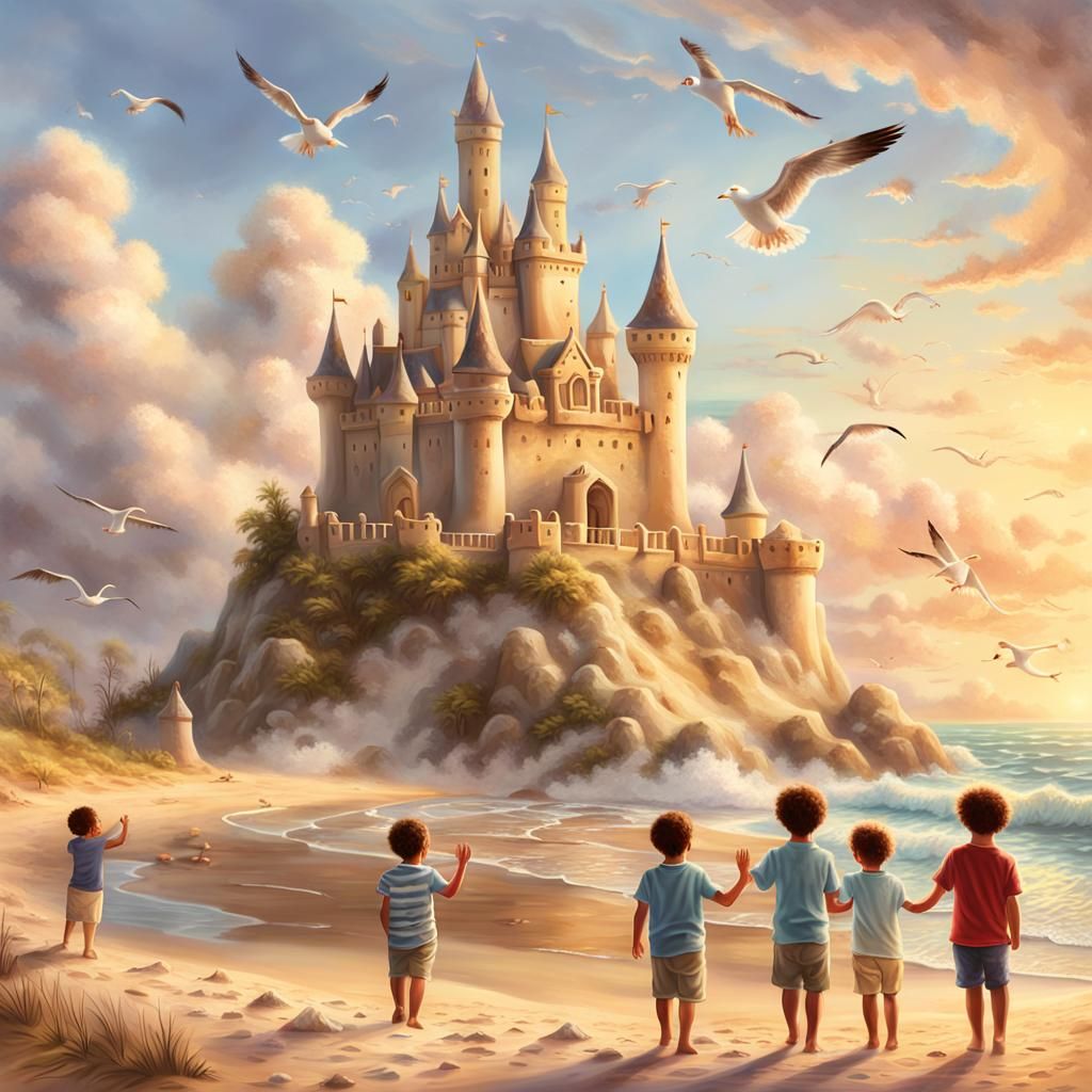 Majestic Sand Castle on a Serene Beach