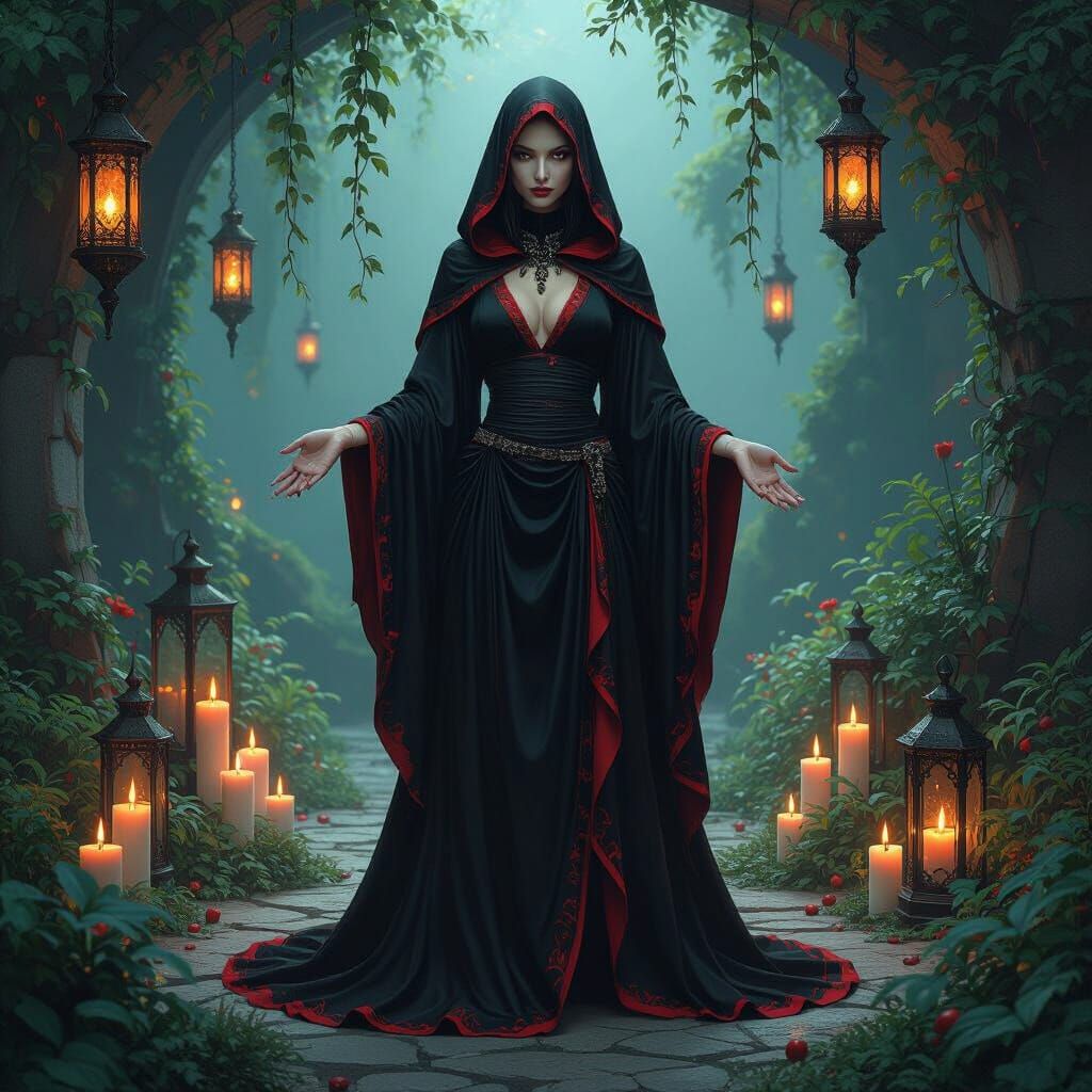 Persephone Cultist in Dark Fantasy Underground Garden