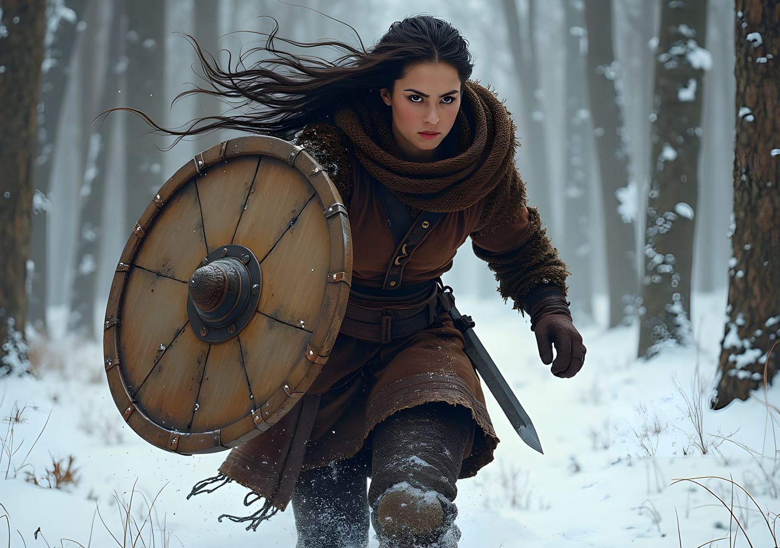 Hlín: Norse Goddess of Protection in Winter Forest