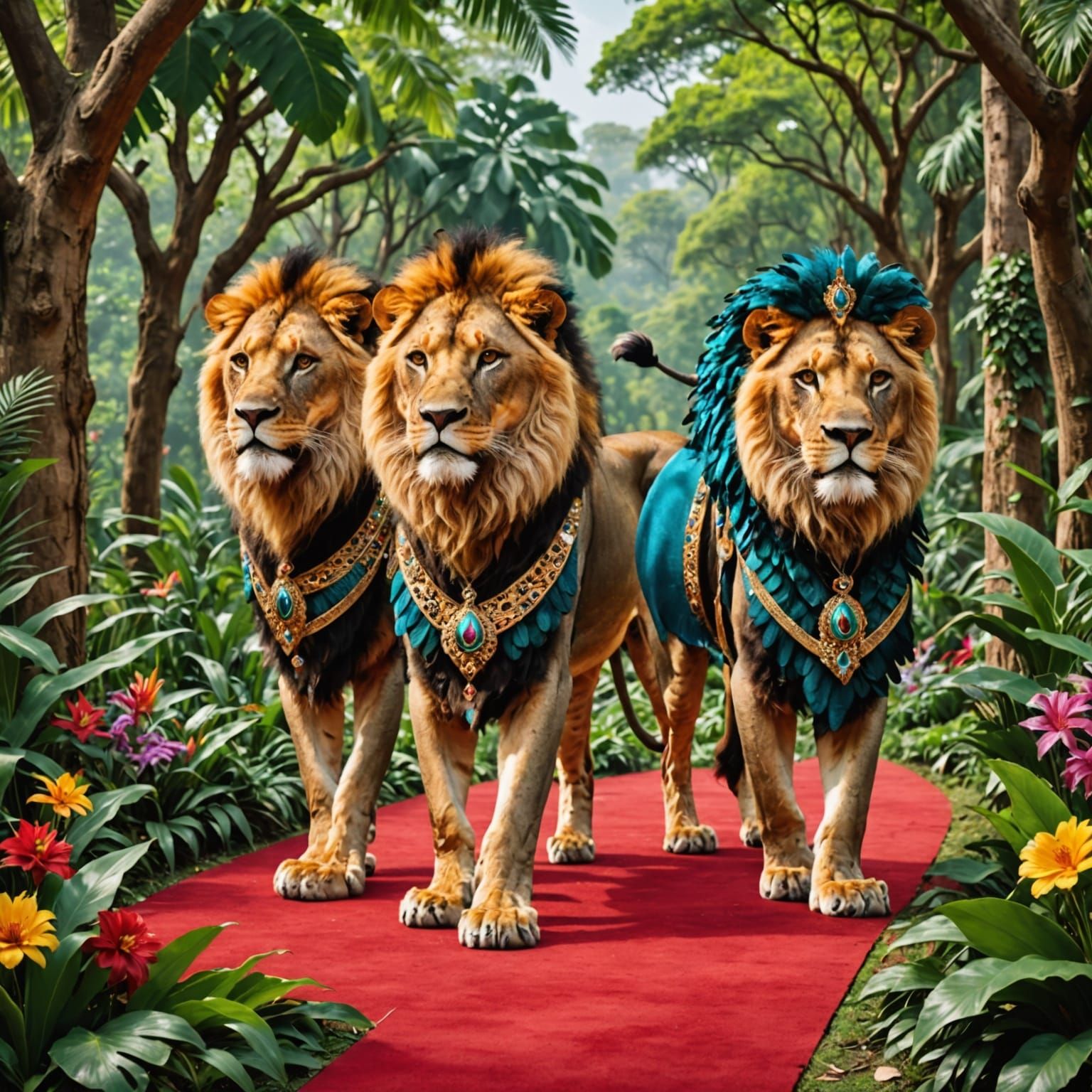 Regal Wildlife Gala in a Jungle Oasis