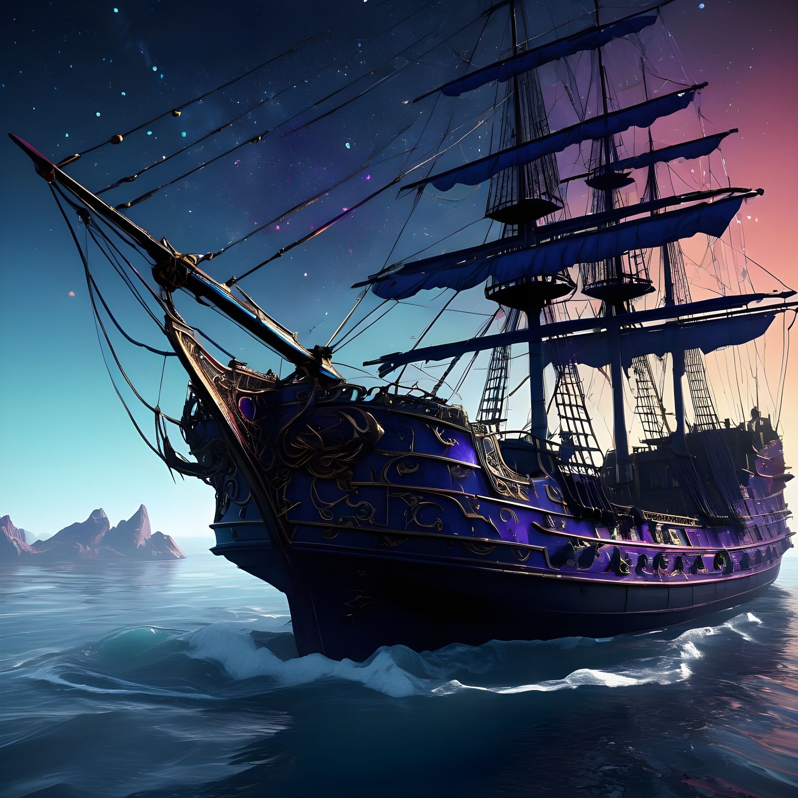 Celestial Gothic Galleon in Deep Color