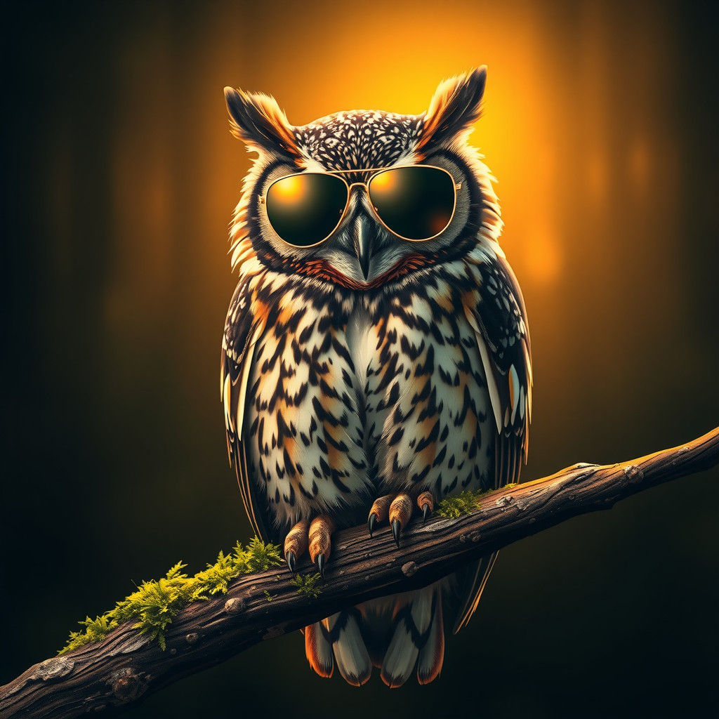 Majestic Owl in Sunglasses, Digital Art
