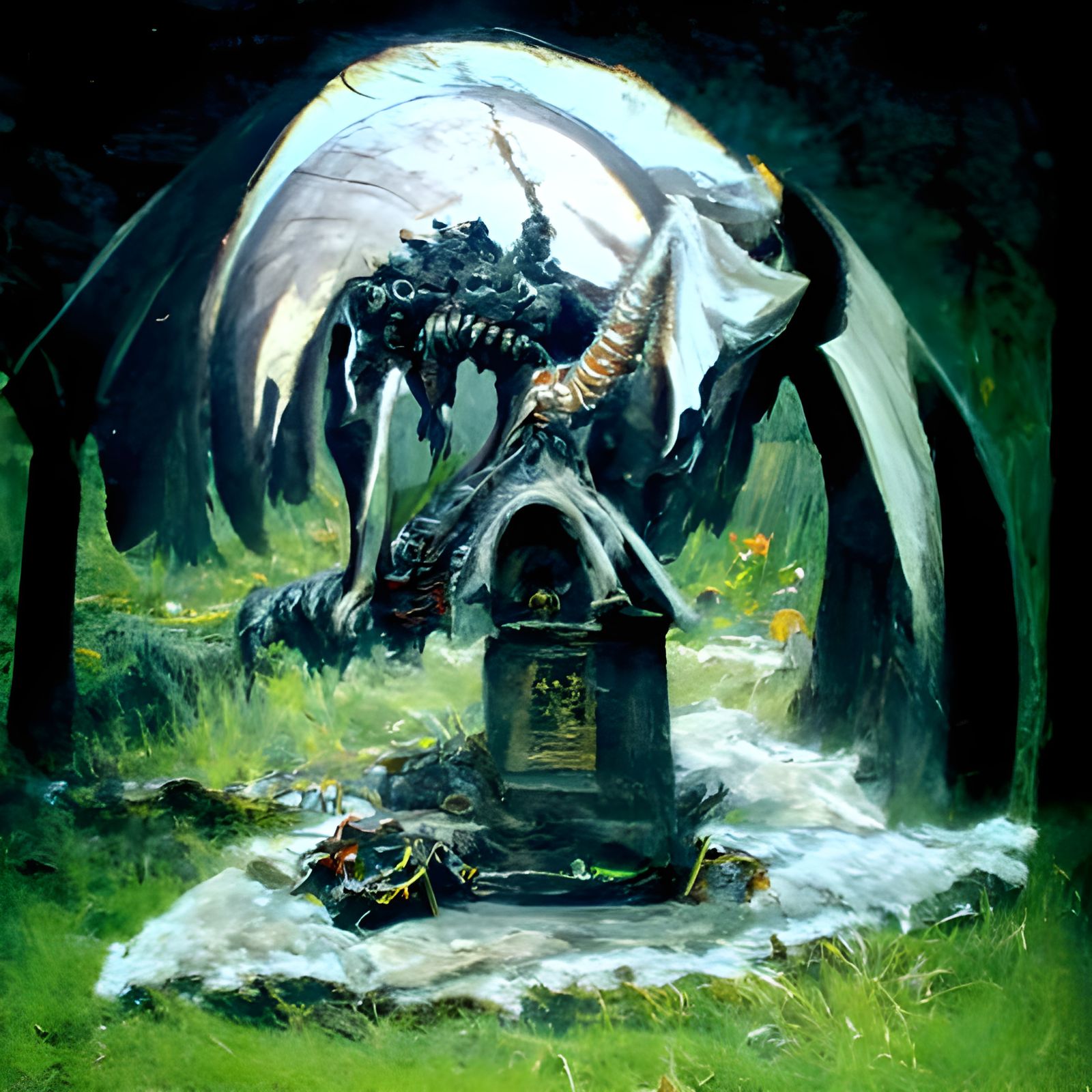 Dragon's Graveyard Hoard in Oil Painting Style