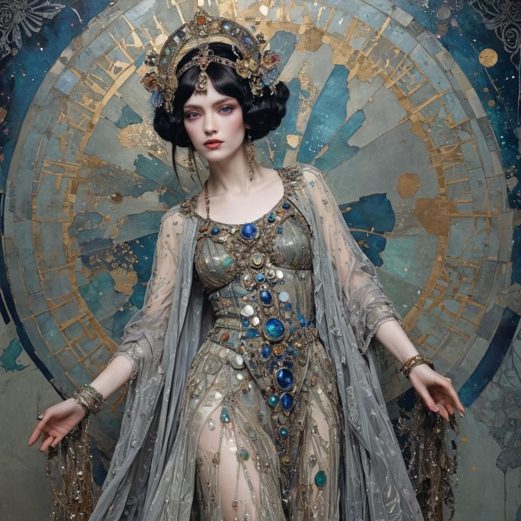 Luminous Goddess in Art Nouveau Style