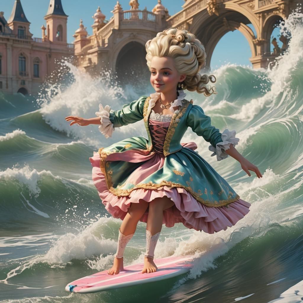 Marie Antoinette Surfing in Rococo Style