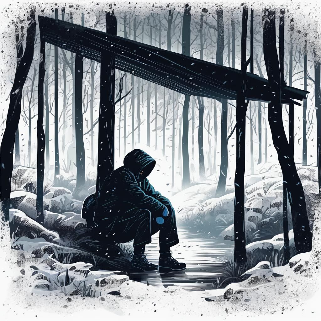 Shelter in a Stormy Forest Night