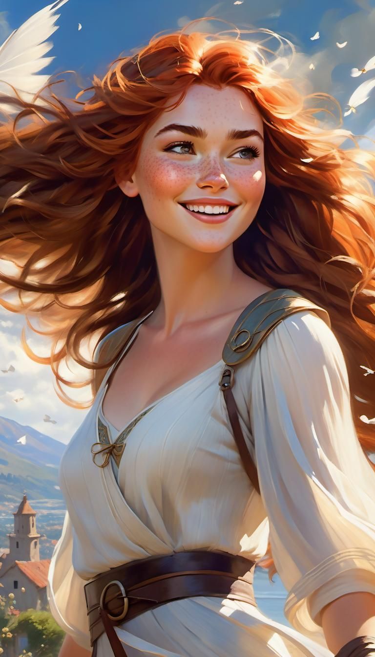 Fantasy Pixie Girl with Flowing Hair