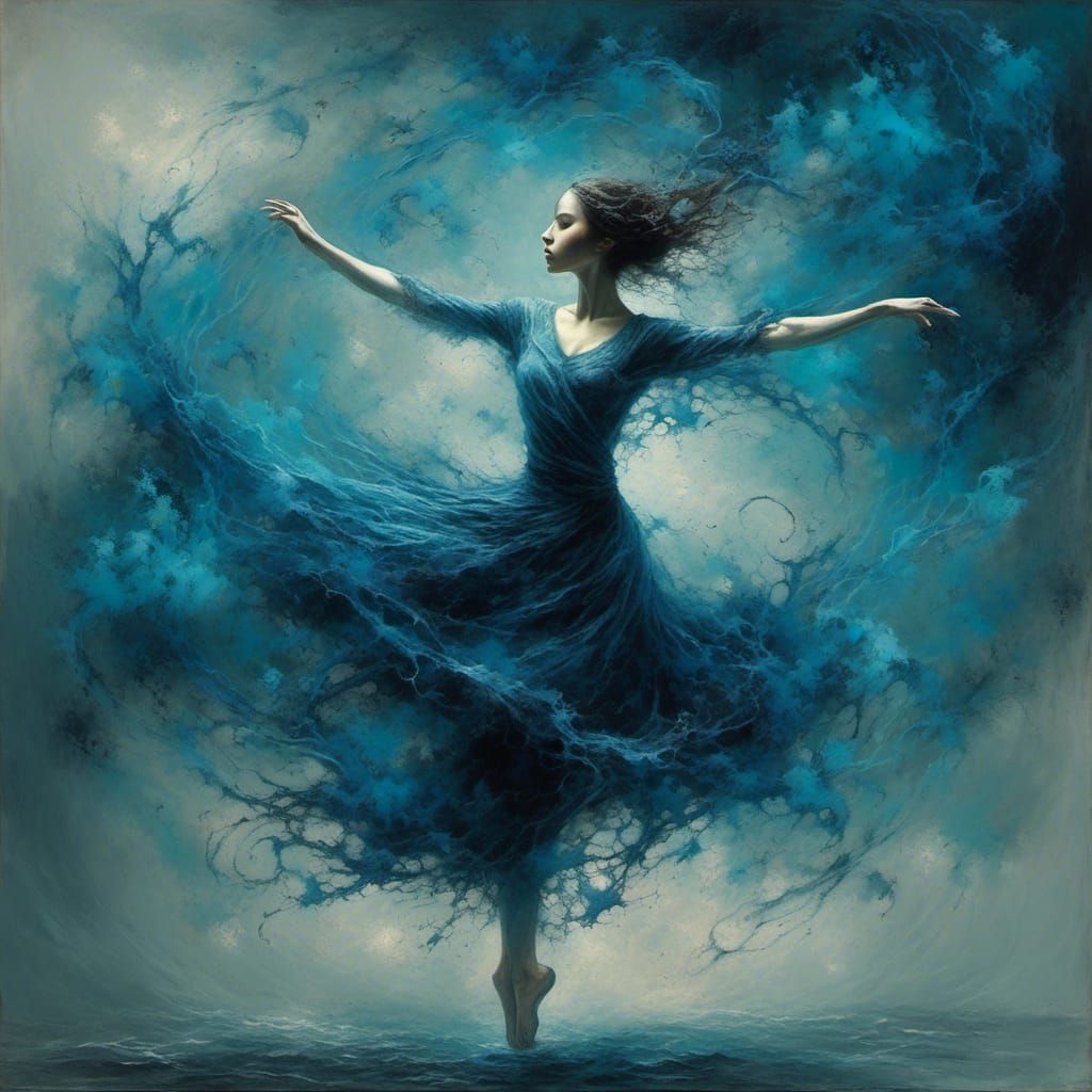 Fractal Dancer in Blue, Indigo, and Cyan