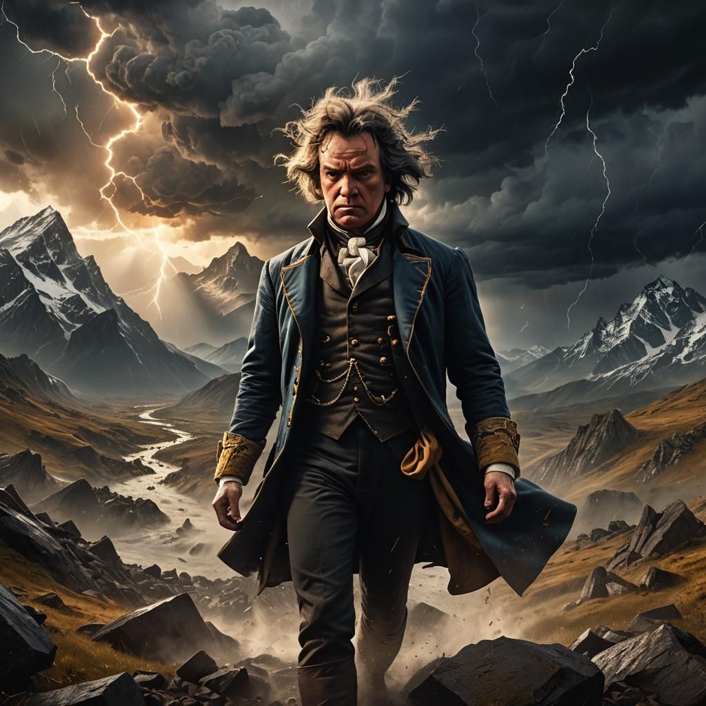Beethoven in Storm: Epic Cinematic Digital Painting