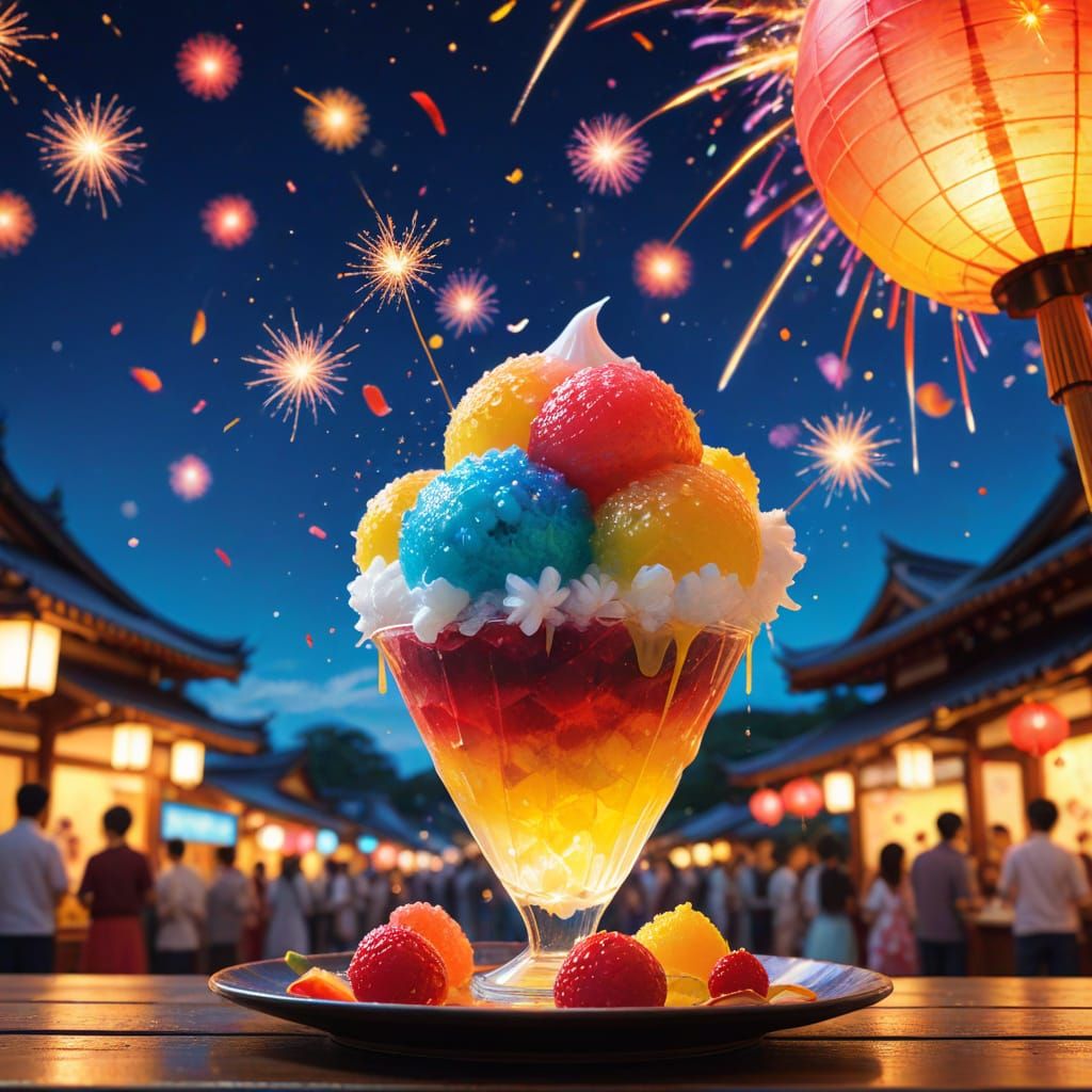Japanese Summer Festival Shaved Ice Concept Art