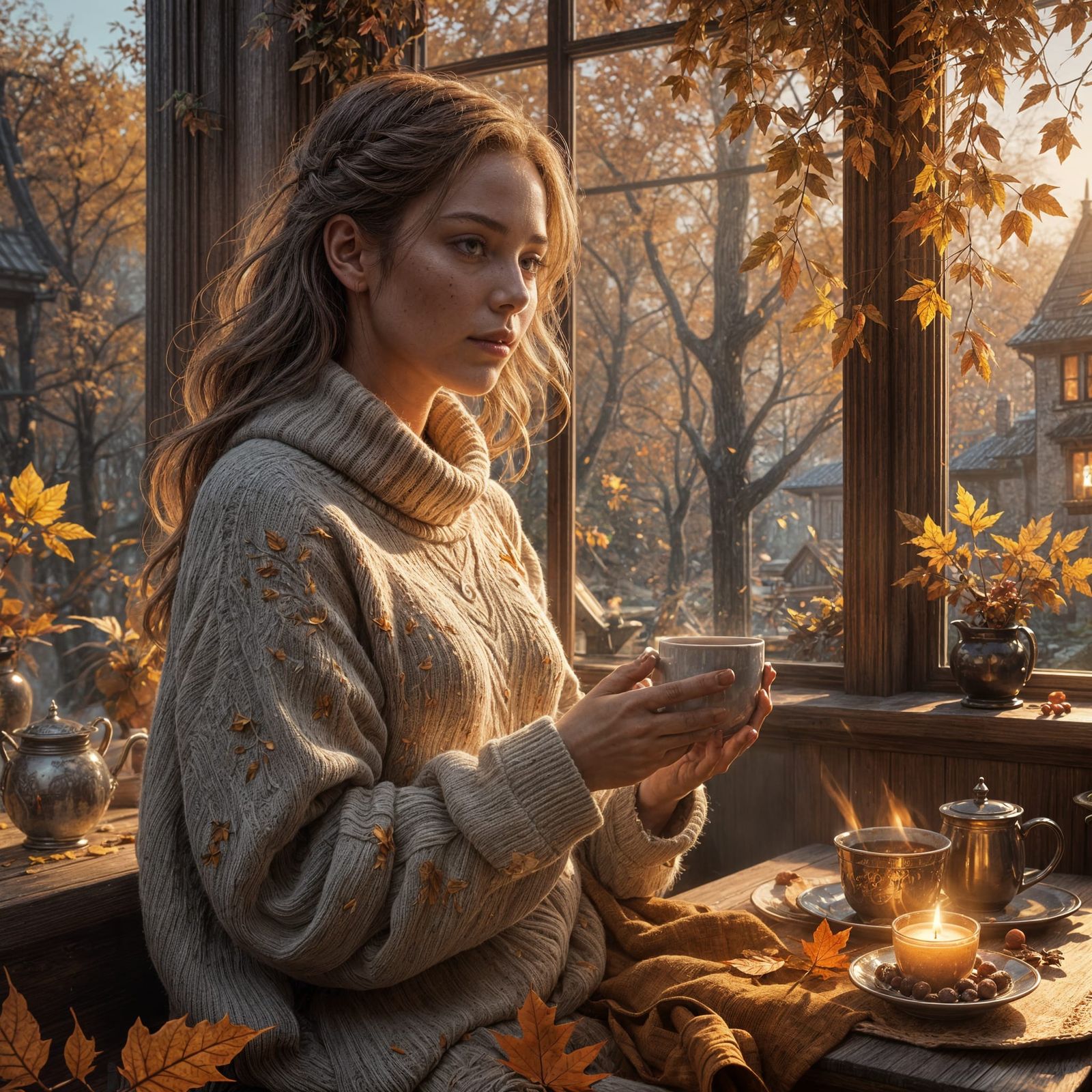 Cozy Autumn Interior in Detailed Matte Painting