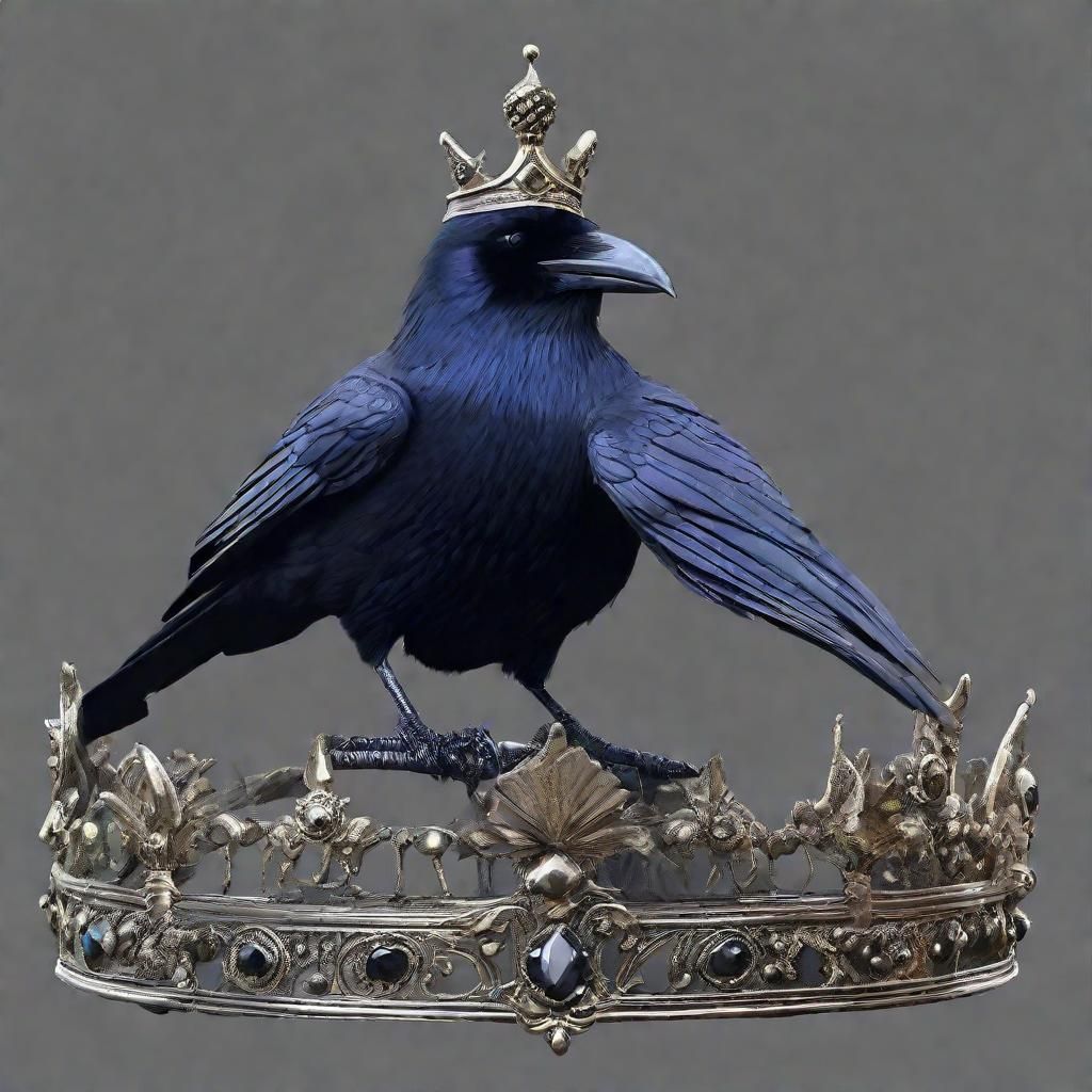 Raven Crown Perched on Ornate Headwear