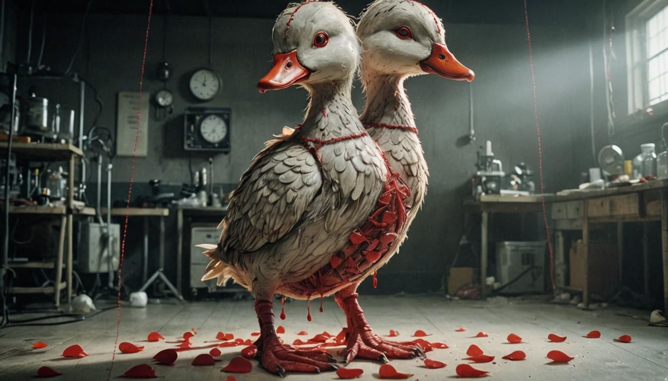 Scary Ducks Sewn Together in Surrealist Style