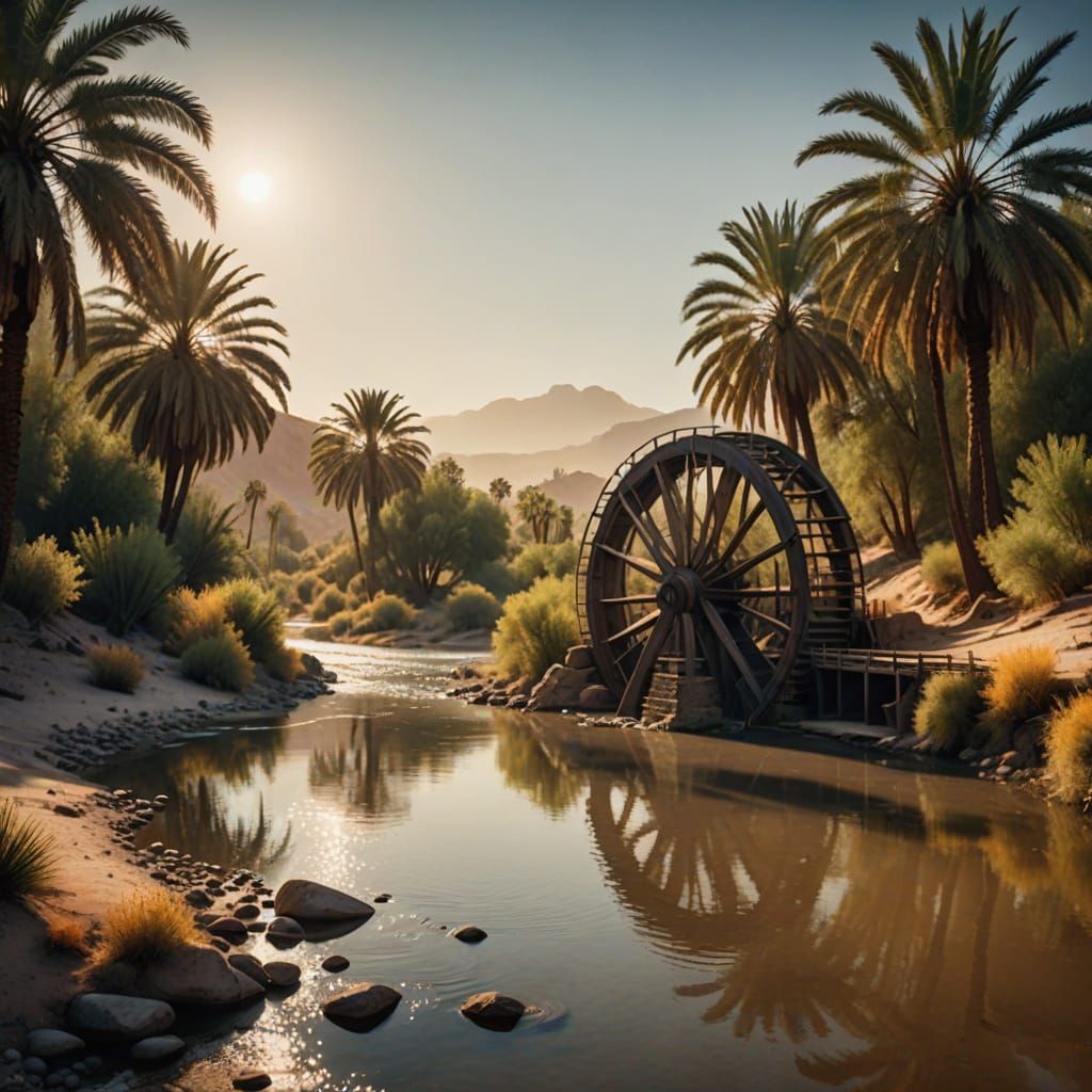 Desert waterwheel