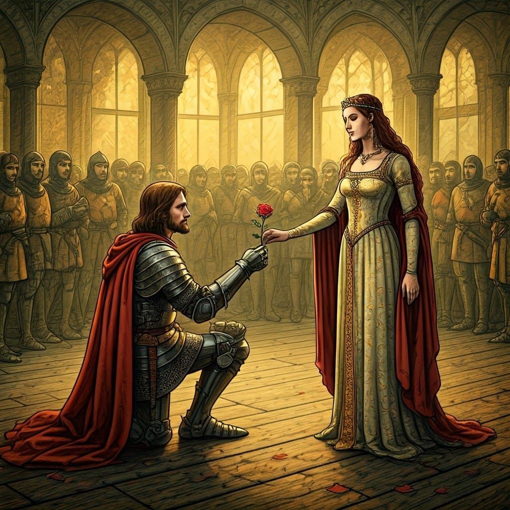 Medieval Fantasy Scene in Intricate Ink Style