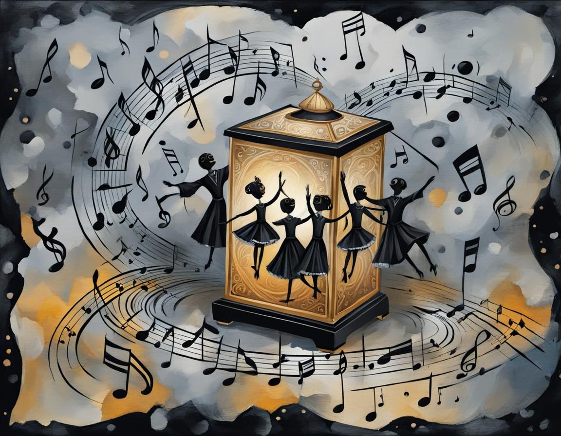 Abstract Music Box with Puppet Dancers