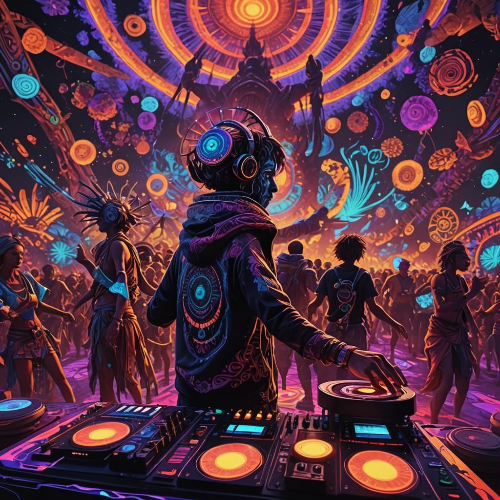 Psychedelic Blacklight Dancers at Music Festival