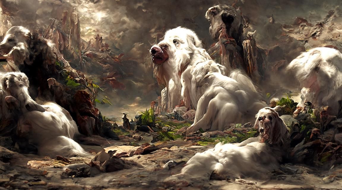 Valhalla Dogs: Hyperrealistic Digital Painting