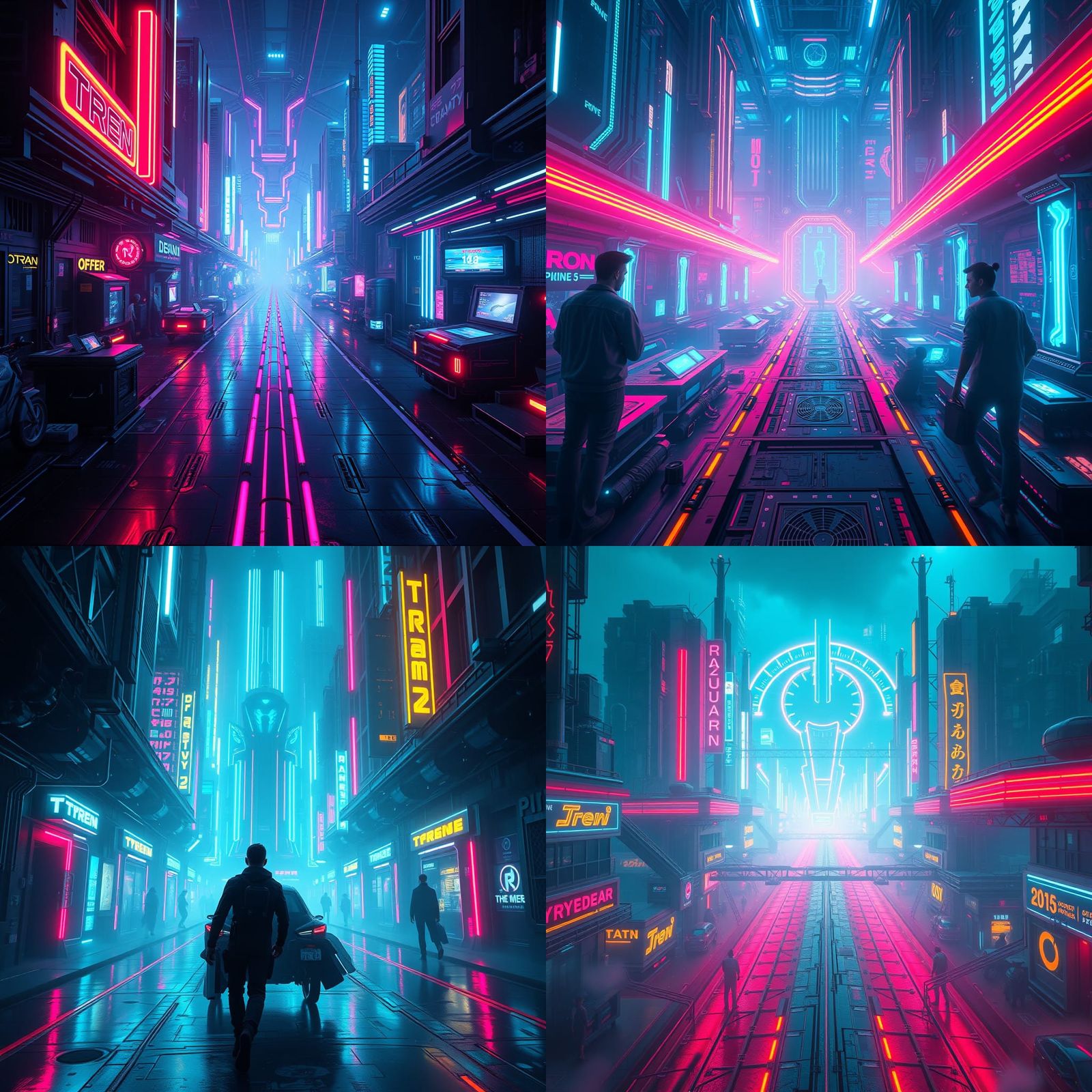 Cyberpunk Cityscape in Tron Legacy Style