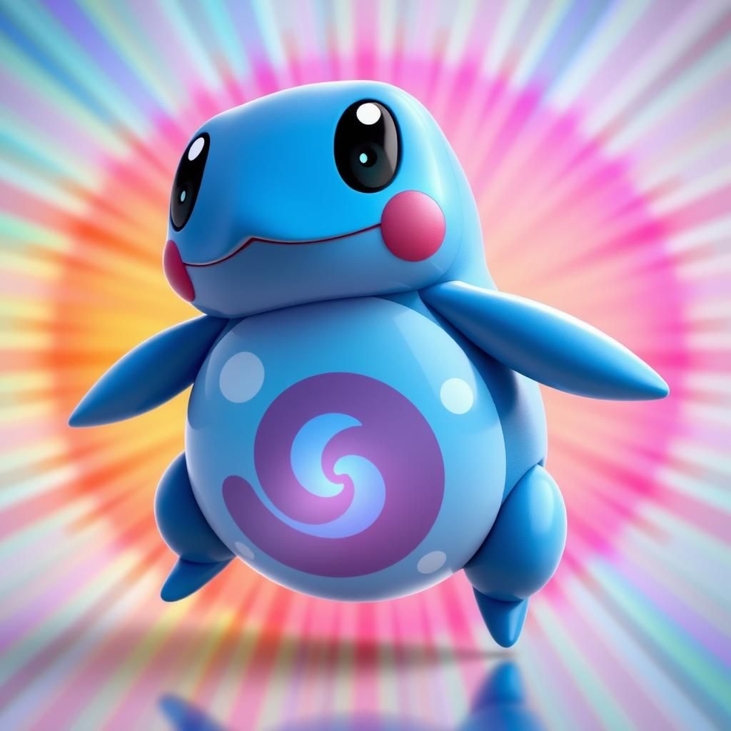 Poliwag Pokemon in Vibrant 3D Digital Art