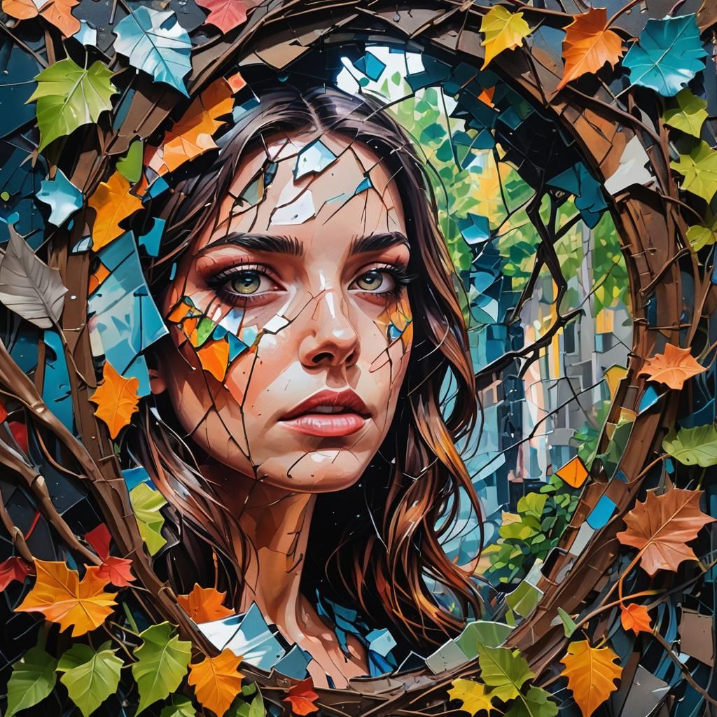 Graffiti Art: Girl in Shattered Mirror