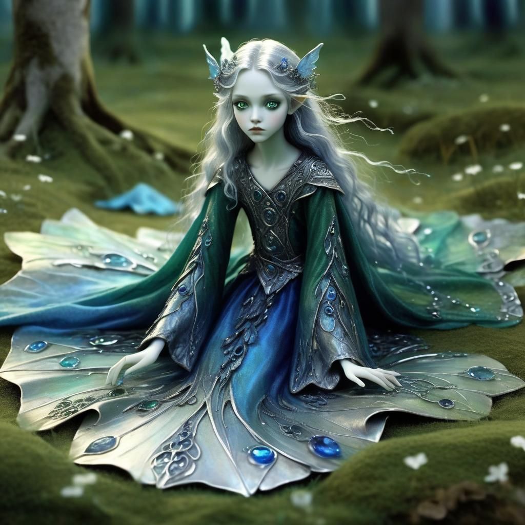 Hyperdetailed Silver Fairy in Twilight