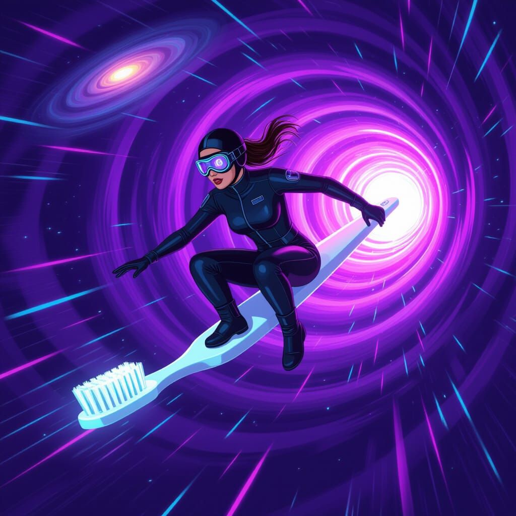 Riding a Toothbrush Through a Swirling Wormhole