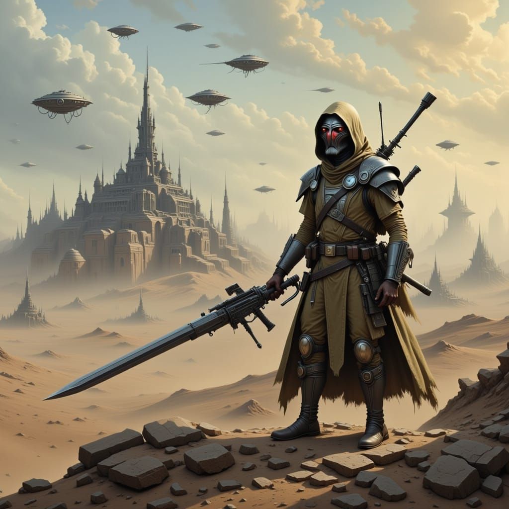 Sci-Fi Warrior Awaits Imminent Battle