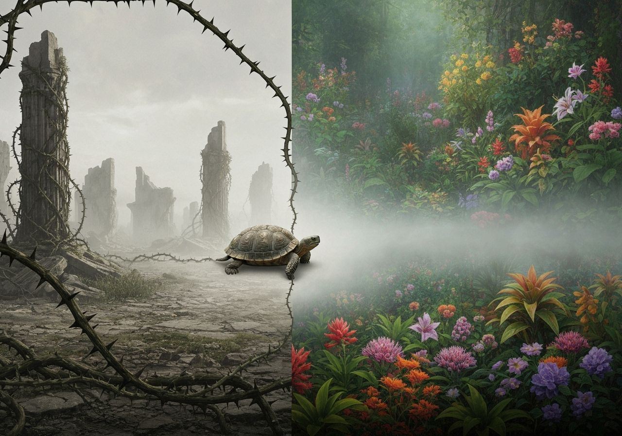 Turtle's Journey: From Ruins to a Flourishing Garden