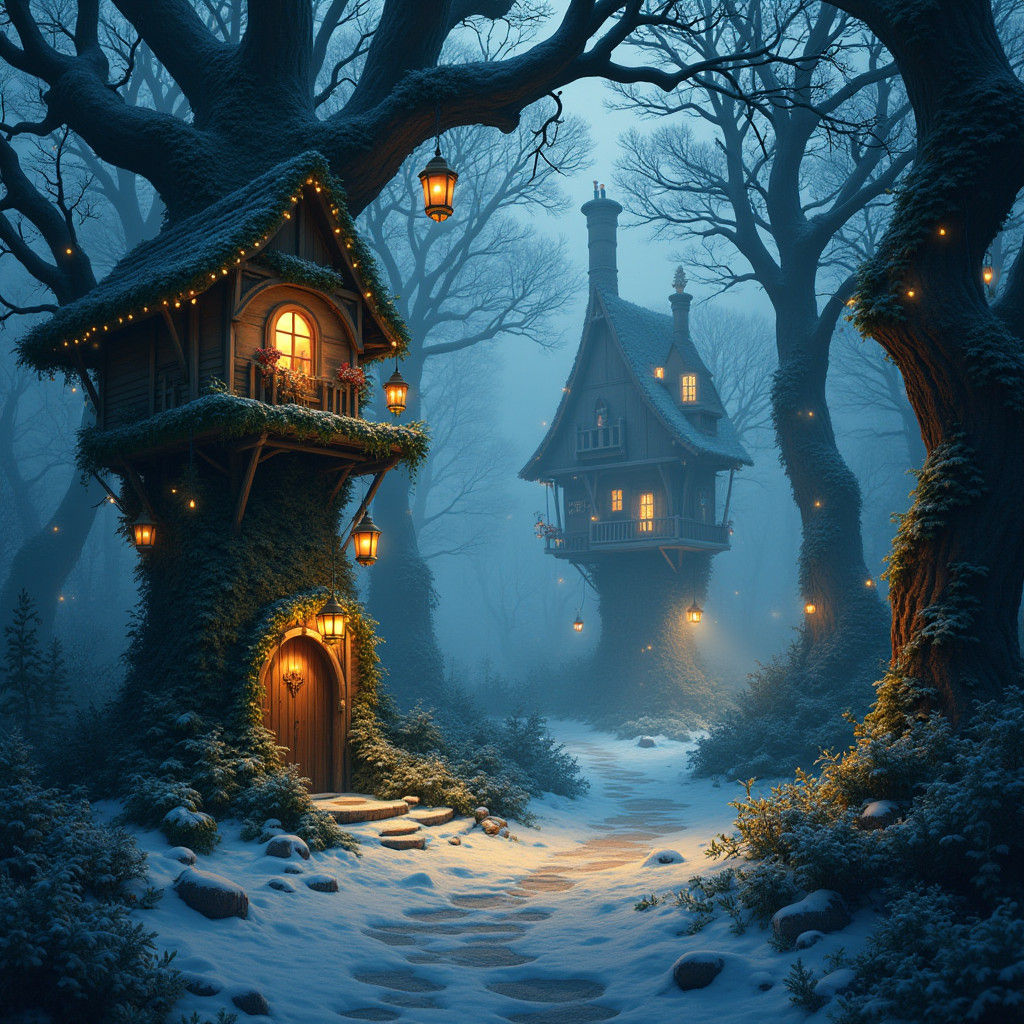 Enchanted Fairy Woodland Glen at Dusk