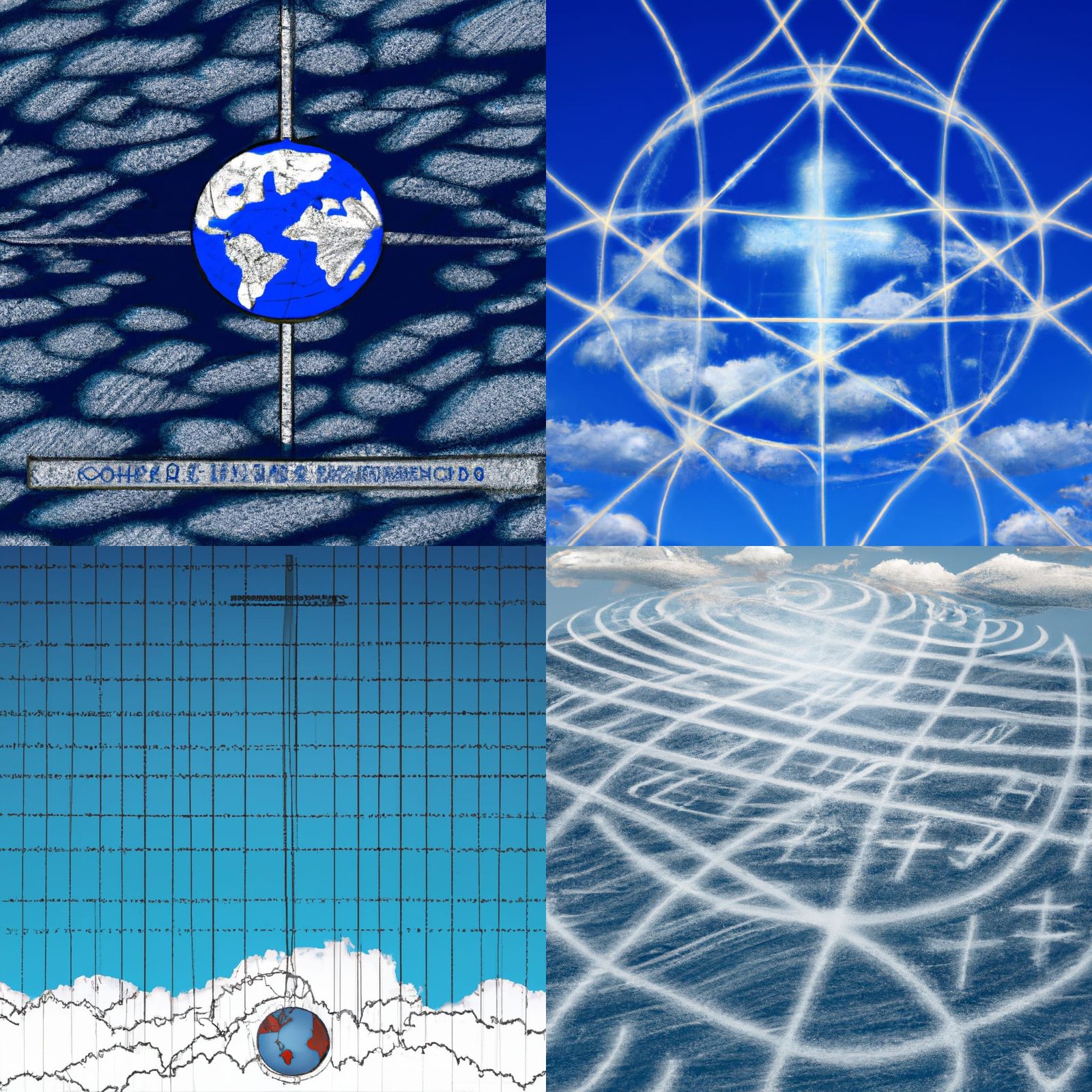 Spiritual Grid: Christian Meditation Scene with Clouds