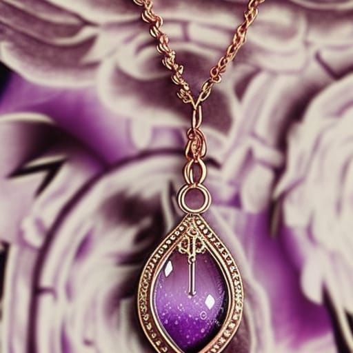 Ethereal rose gold necklace with purple pendant& gothic vibes& ethereal vibes& magical vibes& beautiful craftsmanship vi...